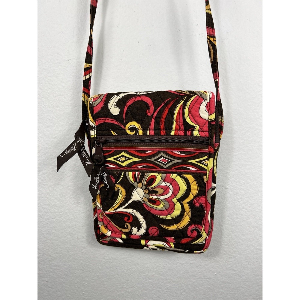 Vera‎ Bradley Puccini Mini Hipster Crossbody Bag Retired Paisley Print Red Brown